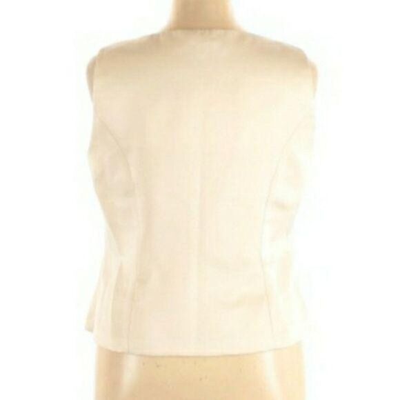90's R&M Richards Formal Fitted Sleeveless Satin Ivory Shell Top Sz 16W - Picture 6 of 11